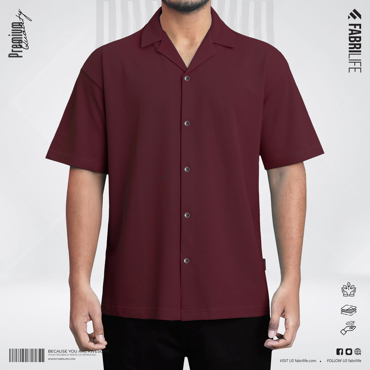 Premium Cuban Shirt - Maroon
