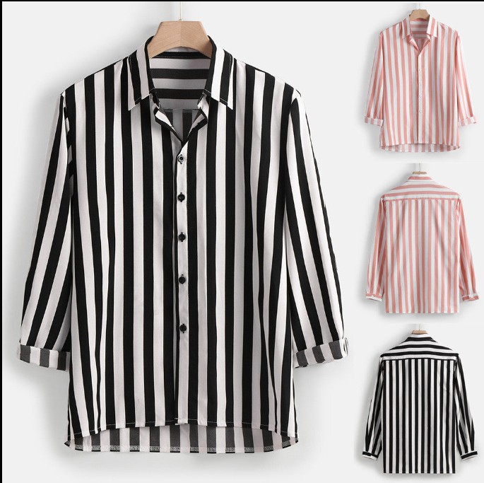 Men's Classic Long Sleeve Striped Button-Up Shirt – Casual Smart Fit