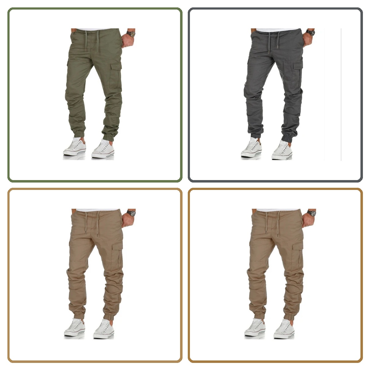 Men's Multi-Pocket Cargo Pants – Casual Woven Utility Trousers